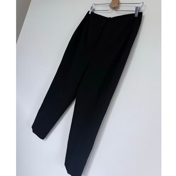 AKRIS black wool textured flat front textured cropped high rise dress pants - Picture 9 of 12